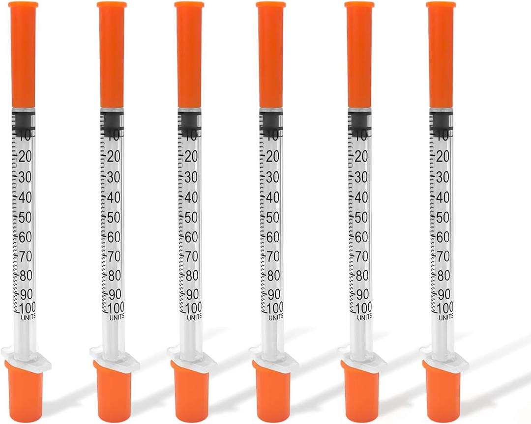 30 Pack U-100 Syringes with Needle, 1ml 30G 5/16" 8mm Syringe, Individually Sealed Packaging