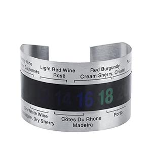 Wine Temperature Bracelet, Stainless Steel Wine Bottle Thermometer LCD Beer Red Wines Bracelet Temperature Sensor for Beer Home Brewing