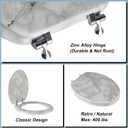 Angol Shiold Elongated Marble Toilet Seat with Zinc Alloy Hinges, Easy to Install and Clean, Anti-pinch (Gray)