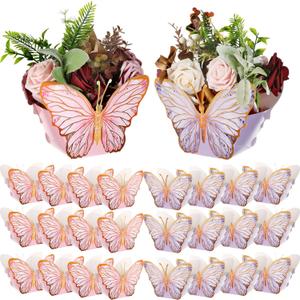 Tenceur 24 Pcs Butterfly Centerpieces for Tables Baby Shower Bridal Shower Centerpieces Butterfly Table Decorations for Wedding Birthday Themed Party Decor(Purple, Pink)