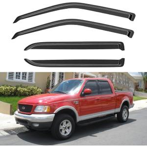 Window Visors Rain Guards for 2001 2002 2003 Ford F150 SuperCrew Cab, Out-Channel Window Vent Wind Deflectors Visors Shades for 2002 2003 Lincoln Blackwood