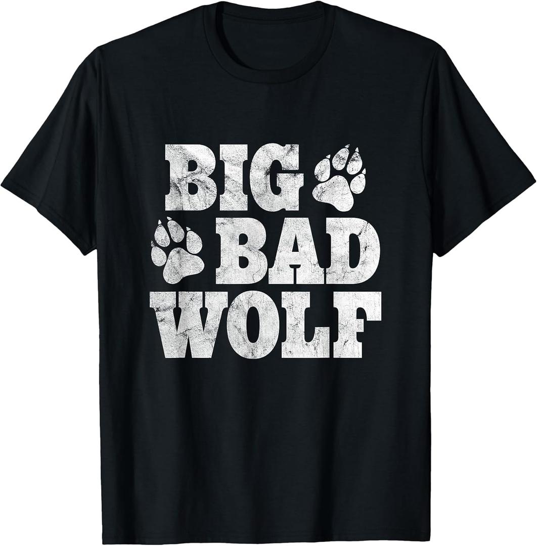 Big Bad Wolf Shirt Halloween Costume Outfit Girls Boys Gift T-Shirt, L, Black