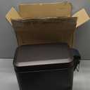 MDesign Metal Freestanding Slim Toilet Bowl Brush and Holder + Rectangle Narrow 5 Liter / 1.3 Gallon Step Pedal Trash Can Wastebasket for Bathroom - Small, Compact Design - Set of 2 - Bronze