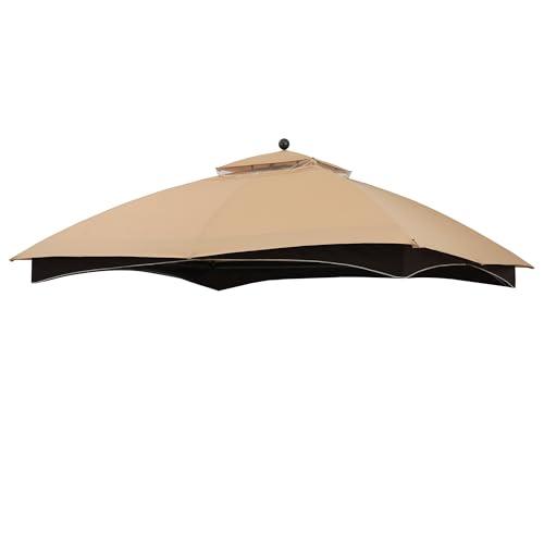 MASTERCANOPY Replacement Canopy Top for Lowe's Allen Roth 10x12 Gazebo #GF-12S004B-1 (Beige Plaid,Riplock Material)