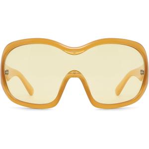 Oversized Trendy Wrap Around Sunglasses for Women Men - Cool Concert shades 2000s Retro Round Big Shield Glasses (Yellow)