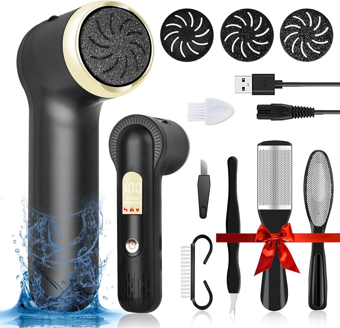 LAVAED Electric Callus Remover for Feet Rechargeable Foot Filer Electronic - IPX7 Waterproof Electric Foot Sander Pedicure Kit Rechargeable Upgrade High Power & LED Display for Cracked Heels Dead Skin