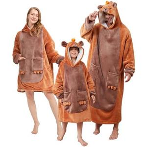 BRAFFWNE Wearable Blanket Hoodie, Oversized Blanket Hooded, Coverage with Easy Movement, Warm and Cozy Flannel, Gift for Kids