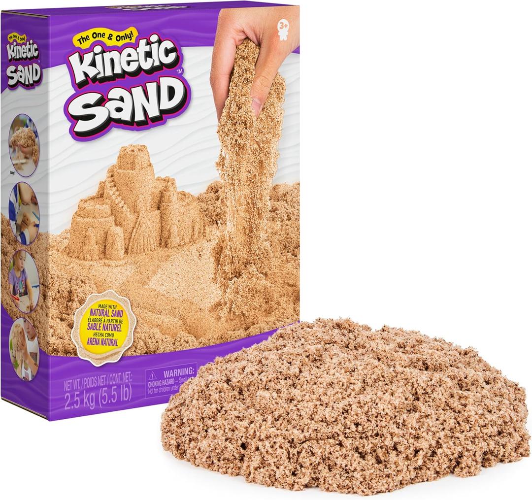 Kinetic Sand, 5.5lbs (2.5kg) Natural Brown Play Sand, Bulk Box for Arts and Crafts, Sandbox (Packaging May Vary), Moldable Sensory Toys, Ages 3 and up