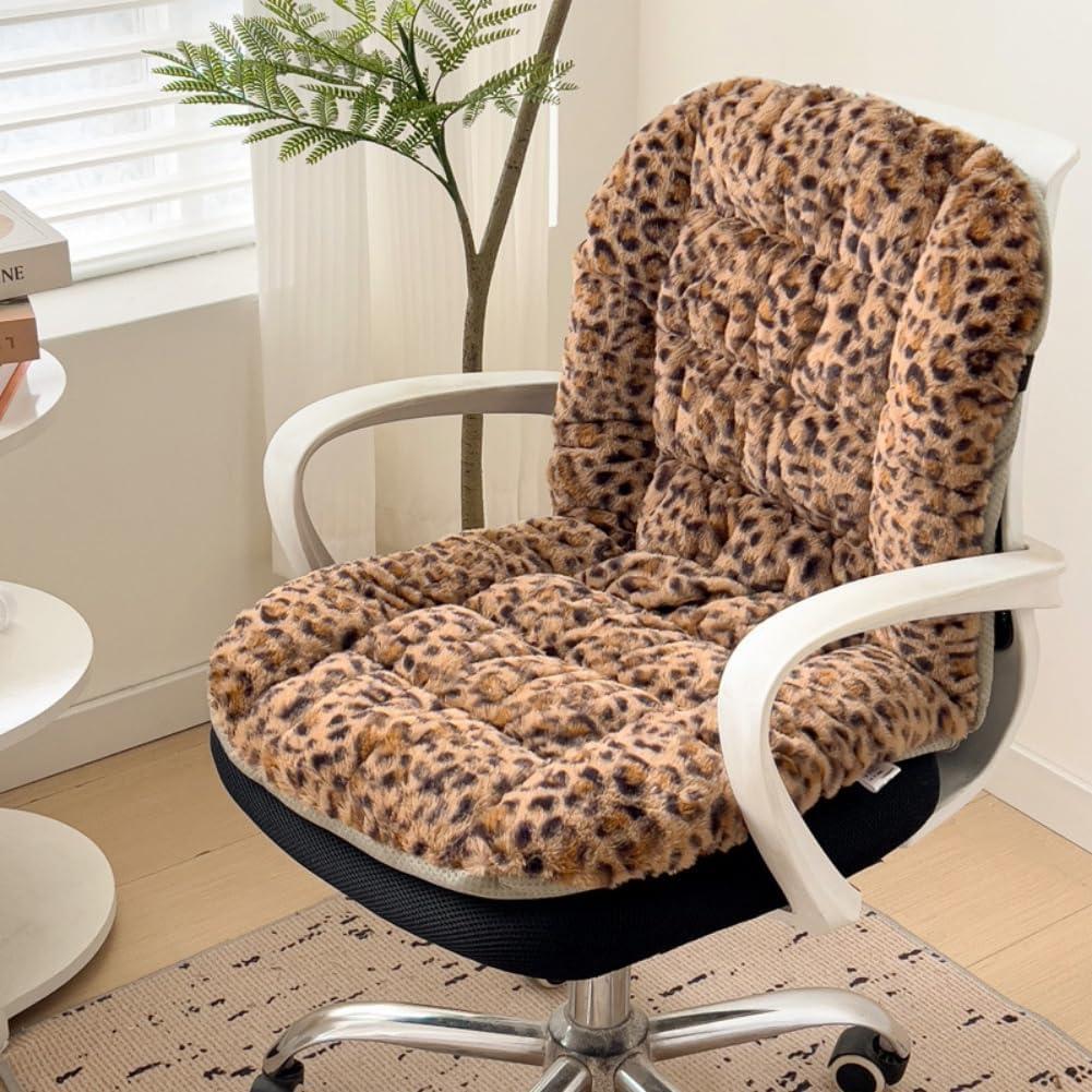Office Chair Cushion with Back Support Leopard Print Chair Cushions Desk Chairs Pads Dorm Office Non-Slip Seating Pad