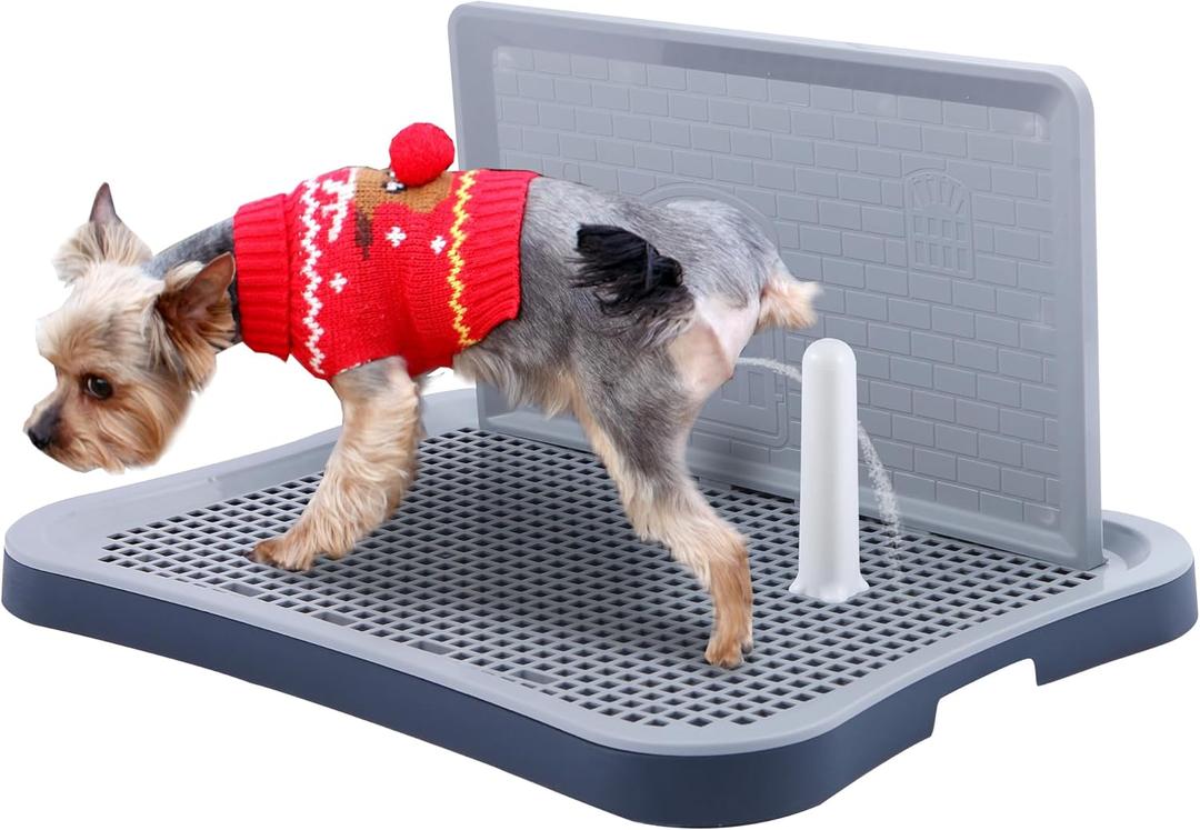 Pee Pad Holder, Indoor Potty Tray for Puppy and Small Size Dog with Pee Wall, Non-Skid Feet, 20 * 15.4 * 1.4 inch (Large)