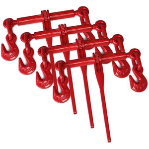 ENJ 4 Pack Ratchet Load Binder with 2 Grab Hooks, for 3/8-1/2 Grade 70 Transport Chain, Load Binder with 9,200 Pound Working Load Limit