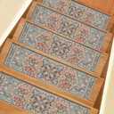 Non-Slip Stair Treads for Wooden Steps, 15PCS Stair Runner Carpets with Adhesive Backing,8"x30" Peel and Stick, Washable & Reusable,Pet-Friendly Safety Mats for Kids, Elders, Dogs (Royalmedallion)