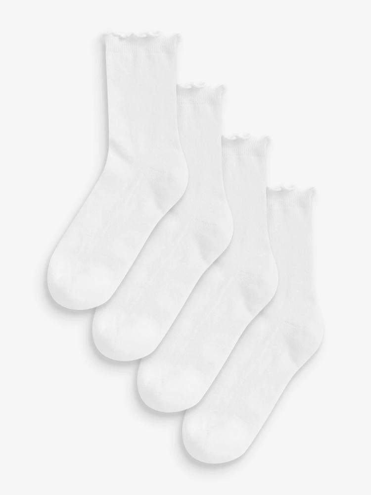 White Frill Top Cushion Sole Ankle Socks 4 Pack
5" foot