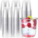 Ziliny 500 Pcs Disposable Stemless Glasses 12oz Crystal Plastic Wine Glasses Clear Classic Pet Cup for Meeting Weddings Birthdays Cocktail Christmas Party Supplies (Clear), about 12oz