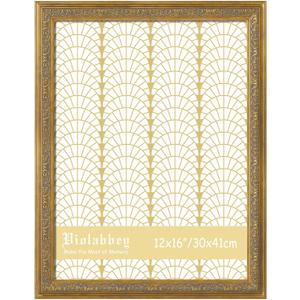 VIOLABBEY 12x16 Picture Frame Gold, Vintage Photo Frames Ornate without Mat for Wall Hanging