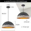 Y'INSP Farmhouse Dome Pendant Light, 15.74" Black White Hammered Metal Hanging Light, Adjustable Height E26 Base 60W, Vintage Pendant Lighting for Kitchen Island Dining Room Bedroom Hallway Entryway, 15.75in