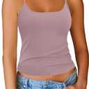Totatuit Women Tank Top with Adjustable Spaghetti Straps Slim Fitted Scoop Neck Camisole Tops Summer Cropped Cami Top (XS)