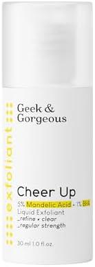 Geek & Gorgeous – Cheer Up – Exfoliating Liquid with Mandelic Acid (AHA) & Salicylic Acid (BHA) – Helps Refine Pores, Balance Oil & Improve Skin Texture – For Oily & Combination Skin – 1 oz