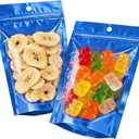100pcs 3.5"x5" Mylar Bags for Food Storage,Smell Proof Bag with Window ResealableStand-up Foil Pouch Packaging Freeze Dried Candy Bag Food Storage Bags for Small Business (Blue)
