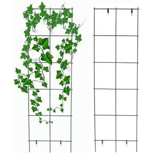 Green PVC Pot Trellis 57''x17.7 Metal Plant Stakes Climbing Plants Pack of 2