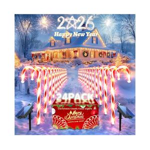 Anordsem Solar Christmas Decorations Outdoor: 24 Pack Candy Cane Pathway Stake Lights - 15" Waterproof LED 8 Lighting Models Yard Garden DIY Decor - 2026 Xmas Gifts for Homeowners