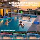 Haokelball LED Pool Volleyball Net Set, Adjustable 1532FT Width & Height, Anti-Sag Winch System, 45L / 99lbs Heavy Duty Water Base, Includes 2 Water Balls (1 Glow), for Inground & Above Ground Pool