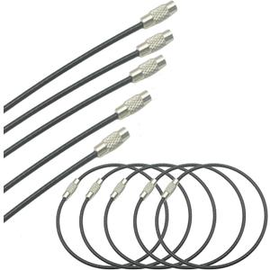 30 Pack Cable Keychains 3mm Coated Steel Wire Loops - 6 Inch Key Rings for Hanging Luggage Tags, Keyrings,ID Holders and DIY Crafts,Black(30 Pcs)