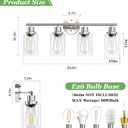 4-Light Nickel Bathroom Light Fixtures, E26 Modern Vanity Lights for Bathroom with Clear Glass Shade, Wall Lamps for Mirror Hallway Kitchen Cabinet Living Room Sconces Lights