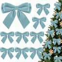 24Pcs Velvet Bows for Christmas Tree, Small Dusty Blue Bows Christmas Decorations with Twist Tie, Bulk Elegant Velvet Ornaments for Wreath Garland Gift Wrapping Wedding Champagne Parties 3.5*3.5 in
