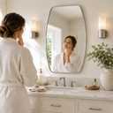 24x36 Inch Curved Rectangle Bathroom Vanity Mirror, Brushed Nickel