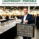 Card Display Case, 34"x22" Large Aluminum Locking Tabletop Display