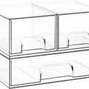 Criusia Stackable Storage Drawers, 3 Pack Clear Acrylic Makeup & Bathroom Organizer, Versatile Storage Bins for Vanity, Under Sink, Kitchen Cabinets & Pantry