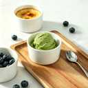 Ramekins 4 OZ,Oven Safe Small Ramekins Set for Creme Brulee, Souffle, White Ramkeins Kit for Baking, pudding, Ceramic Mini Ramkeins Set of 6, Custard cups for Kitchen, White
