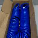 SAFELIFE 50 ft Polyurethane Recoil Air Hose1/4" Inner Diameter, Retractable Air Compressor Hose with Bend Restrictor, 1/4" Industrial Universal Quick Coupler and Plug