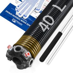 YoToolGDS Left Hand Wind（Black Cone）2" Garage Door Torsion Spring with Non-Slip Winding Bars & Gloves, High Precision Electrophoresis Black Coated, for Replacement, MIN 16,000 Cycles (0.250x2''x40'')