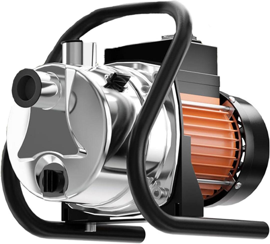 Water Transfer Pump 110V Shallow Well Pump 1.6HP Electric Portable Garden Pressure Booster Pumps for Sprinkler Irrigation Lawn with Adapters, Orange