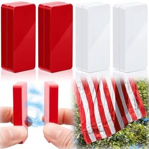 Copkim 8 Pcs Outdoor Flag Weights Magnetic for Bottom of Flag Wind Banner Weights Waterproof for Stopping Outdoor Banner Drapery Tangles (Red,White)