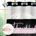 No Hook Shower Curtain with Snap in Liner, Pink Rose Flower Thankful Grateful Blessed Bathroom Curtain with Double Layers Waterproof Fabric and Mesh Top Window, Romantic Showy Floral Home Bath Decor