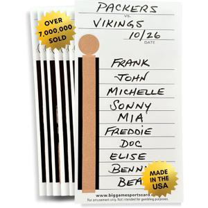 10 Line Football Sports Strip Cards - 100 Cards with Different Number Sequences - Made in The USA - Over 7,000,000 Cards Sold - for Basketball, Baseball, Ice Hockey, Soccer, Volleyball & Rugby Games