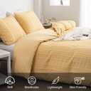 WARMDERN Yellow Boho Duvet Cover Set Queen Size, Striped Textured Duvet Cover Tufted Bedding Set, 3 Pcs Ultra Soft Washed Microfiber Duvet Cover with Zipper Closure (Queen, Yellow)