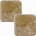 Natural Wool 2 Pack Luxury Sheepskin Seat Cushion Fluffy Chair Pad for Sofa Office Chair Dining Chair Cushion Bedroom Seat Cushion Dining Chairs(18x18 Inch,Khaki Brown)