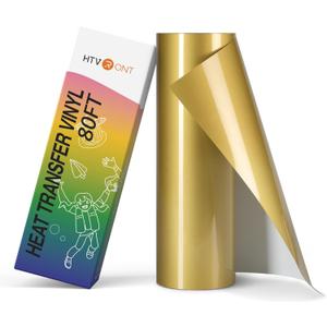 HTVRONT Heat Tranfer Vinyl Roll - 12 x 80ft Gold HTV Vinyl for T Shirts, Iron on Vinyl Compatible with Cricut Cutting Machine - Easy to Use for Personalized Gifts (Gold)