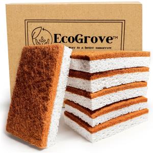 Loofah Sponges 100% All Natural BPA Free Loofah for Dishes, Face, Soap Making, Shower, Exfoliating Eco-Friendly Biodegradable 30 Pack Sponge (Wood Cellulose and Coconut Husk)