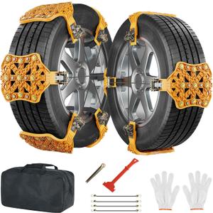 LILYPELLE Upgraded Snow Chains 10 Pack, Tire Chains for Cars/SUVs/Pickup Trucks, Emergency Anti Slip Tire Traction Chains for Tire Width 165-275mm