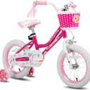 JOYSTAR Angel Girls Bike for Toddlers and Kids Ages 2-13 Years Old, 12 14 16 18 20 Inch Kids Bike with Training Wheels & Basket, 20 24 Inch Girls Bicycle with Handbrake & Kickstand (Fuchsia)