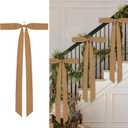 Aneco 6 Pieces Large Khaki Velvet Christmas Bows 35 x 16 Inch Christmas Swag Bow Pre Tied Fence Staircase Wreath Bows Holiday Tree Topper for Xmas Home Door Outdoor Decorations