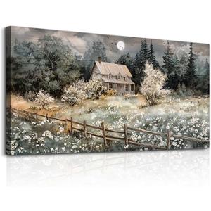 Hyidecorart Wall Decor For Living Room Farmhouse Canvas Wall Art Nature Landscape Paintings Bedroom Decorations Rural Artwork Pictures Large Framed for Office Aesthetic Home Decor Ready To Hang (60"L x 30"W)
