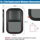 Vertical RV Window, 15" W x 22" H Tinted Sliding RV Window with Net Screen and Trim Ring, Suitable for 1-1/8" Thick Walls, DOT Approved