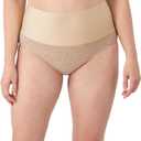 Maidenform Women's High-Waisted Shapewear Underwear - Tummy Control Shaping Brief, Firm Control Panties (Large, Transparent/Nude Lace)