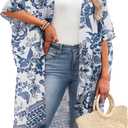 OFEEFAN Kimonos for Women Swimsuit Coverup Beach Casual Loose Cardigans for Swimwear (Blue, M)